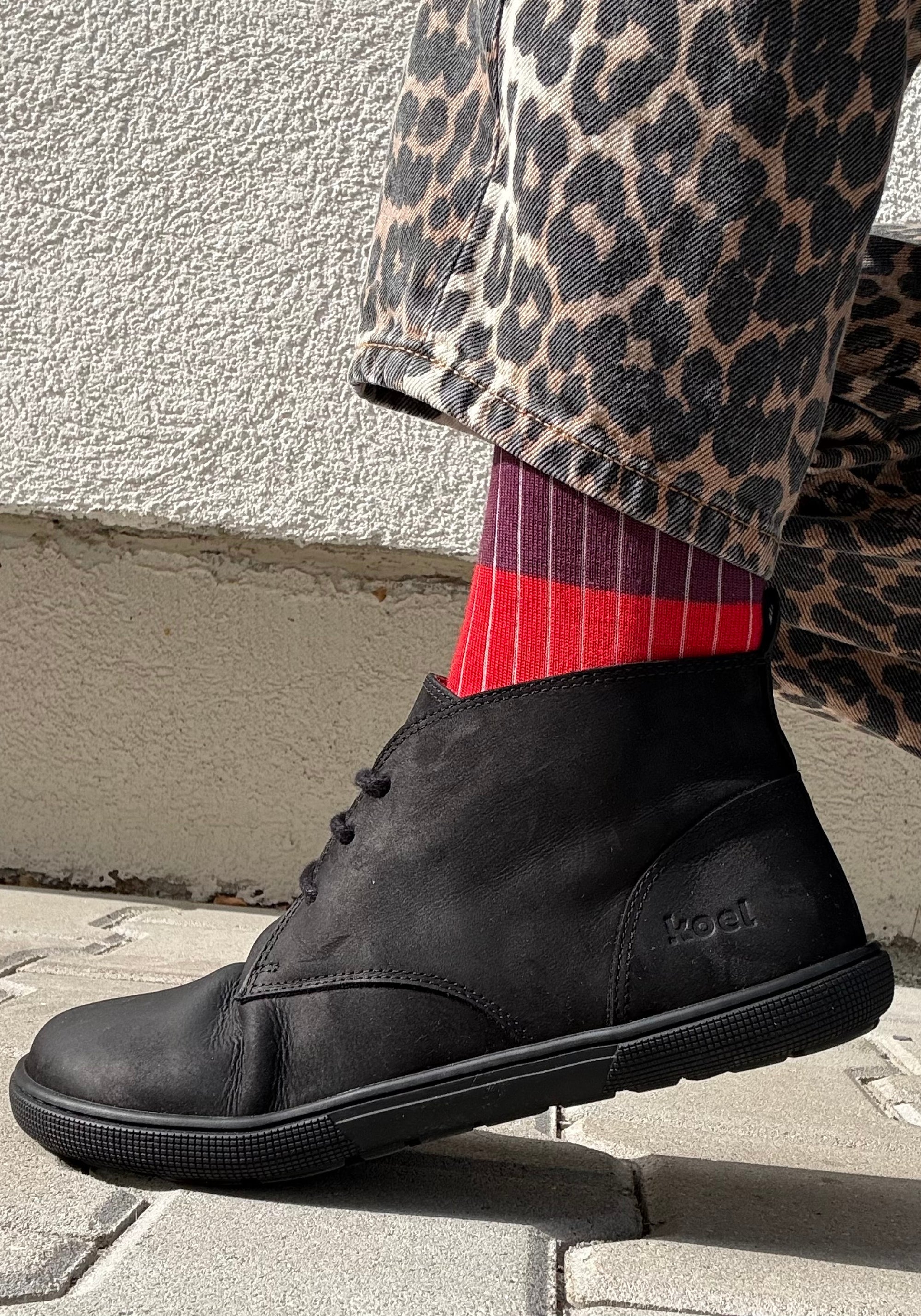 Șosete Rib din lână merinos - Contrast Classic Red