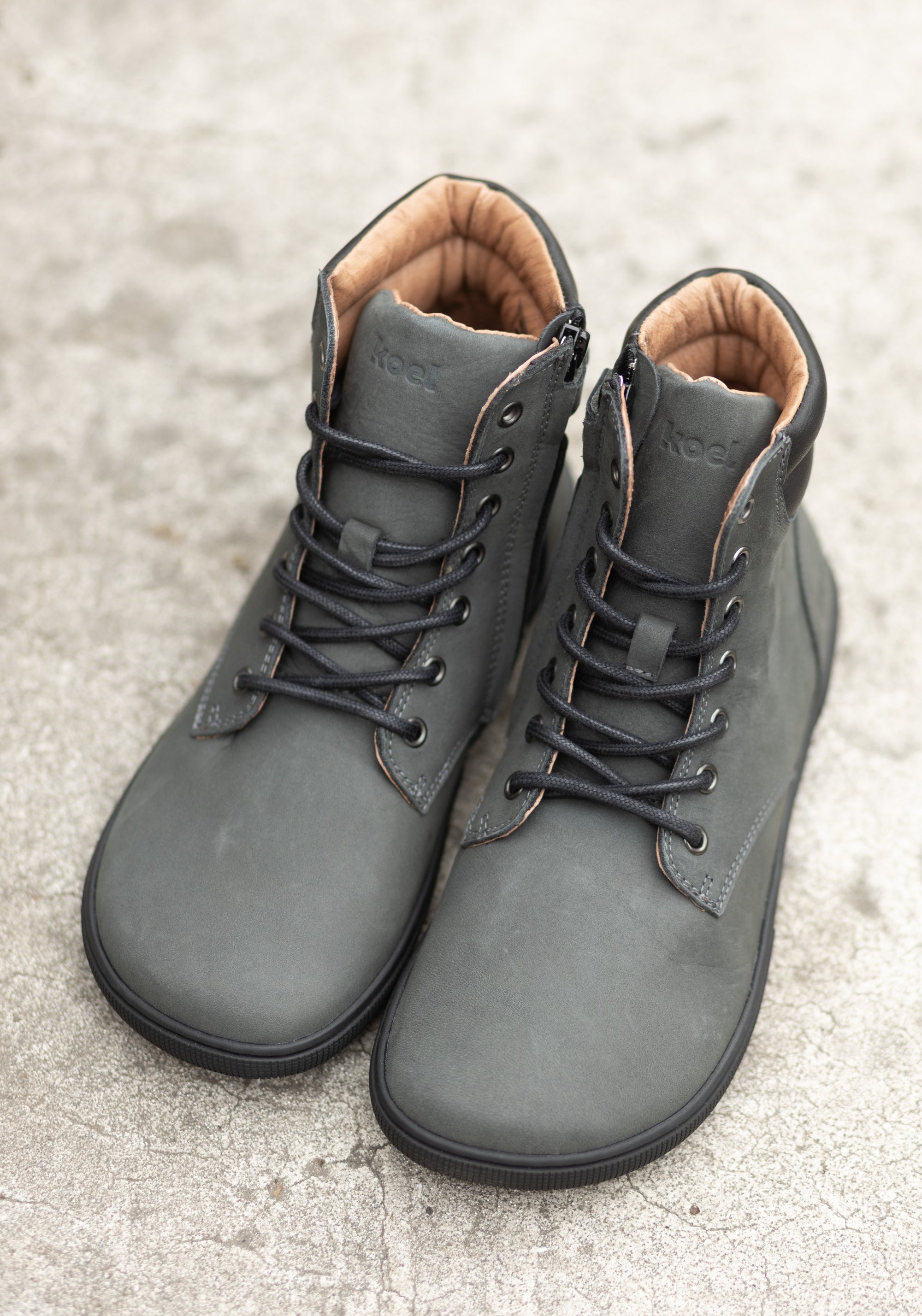 Ghete Barefoot femei din piele - Florence Dark Grey