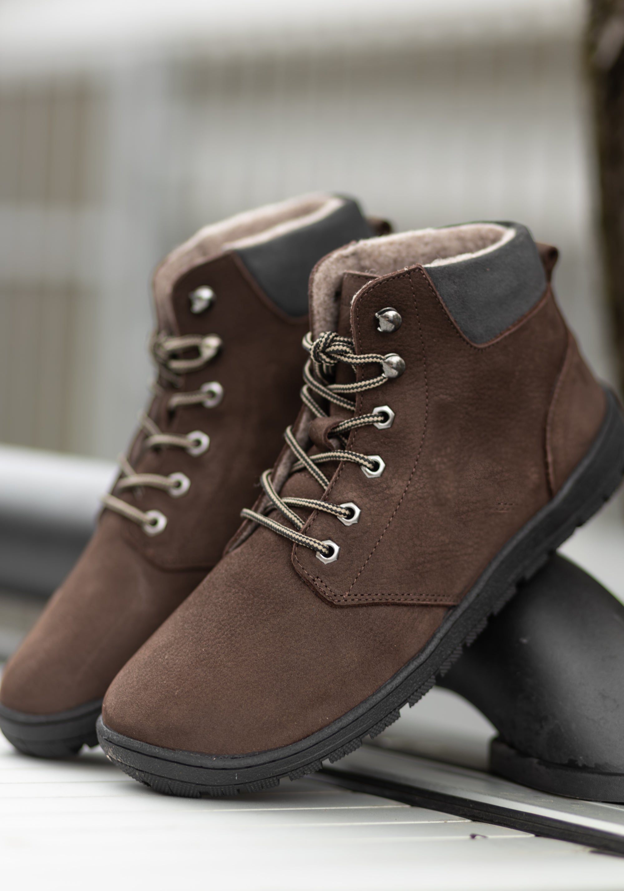 Ghete Barefoot îmblănite adulți - Street Style Chestnut