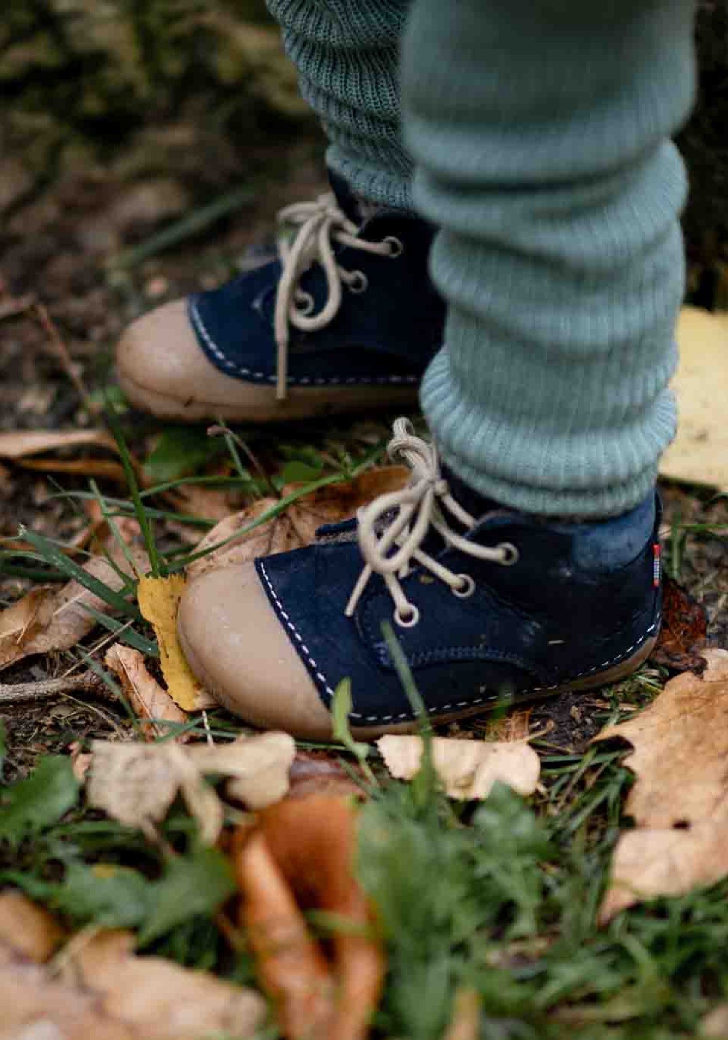 Ghete Barefoot îmblănite First Step - Ava Blue Koel HipHip.ro