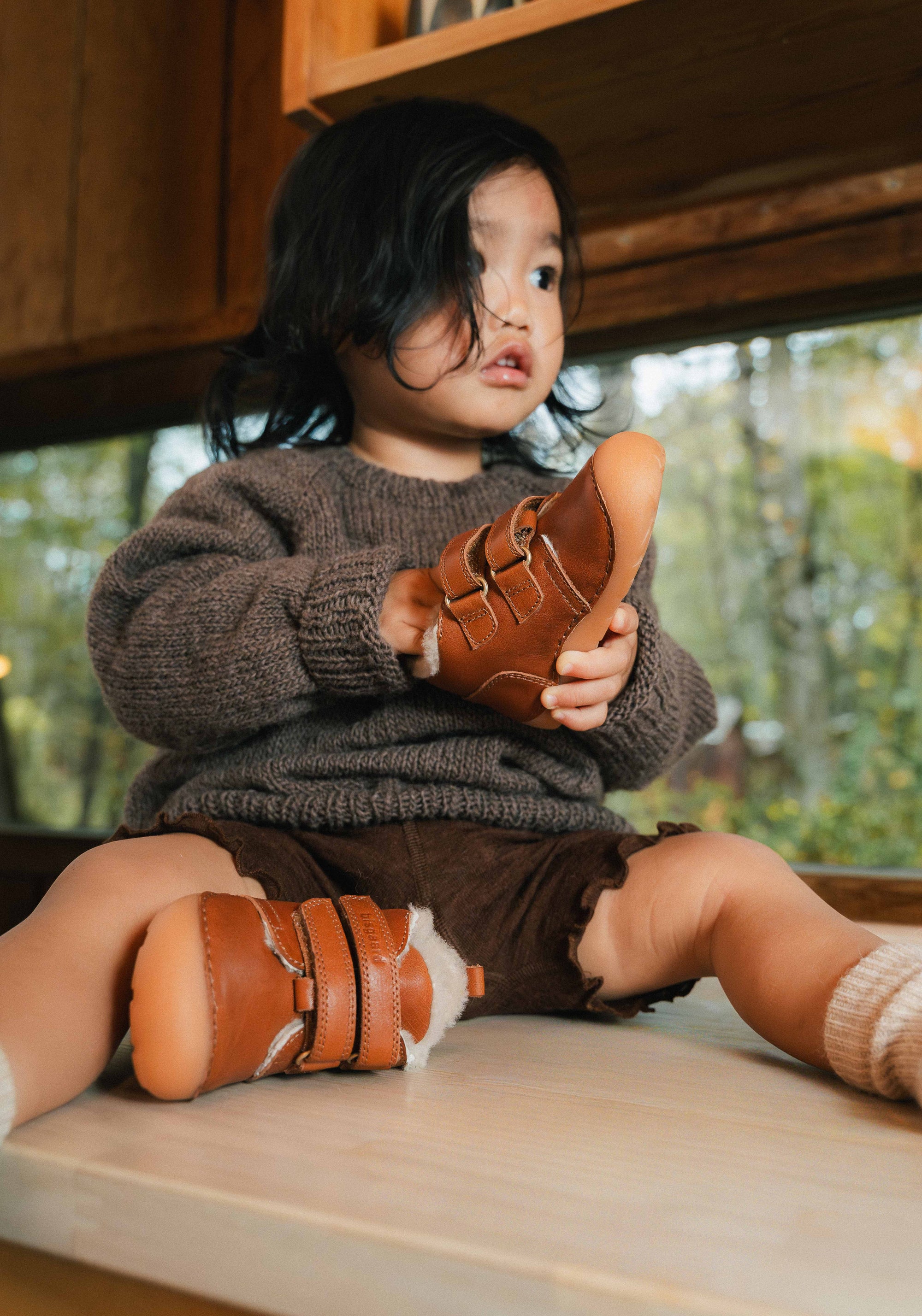 Ghete Barefoot îmblănite - Carter Cognac