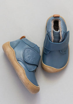 Ghete Barefoot îmblănite First Step - Baby Raccoon Sea Blue BLifestyle HipHip.ro