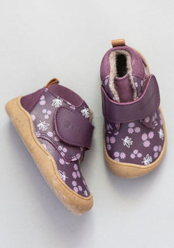 Ghete Barefoot îmblănite First Step - Baby Raccoon Winter Plum BLifestyle HipHip.ro