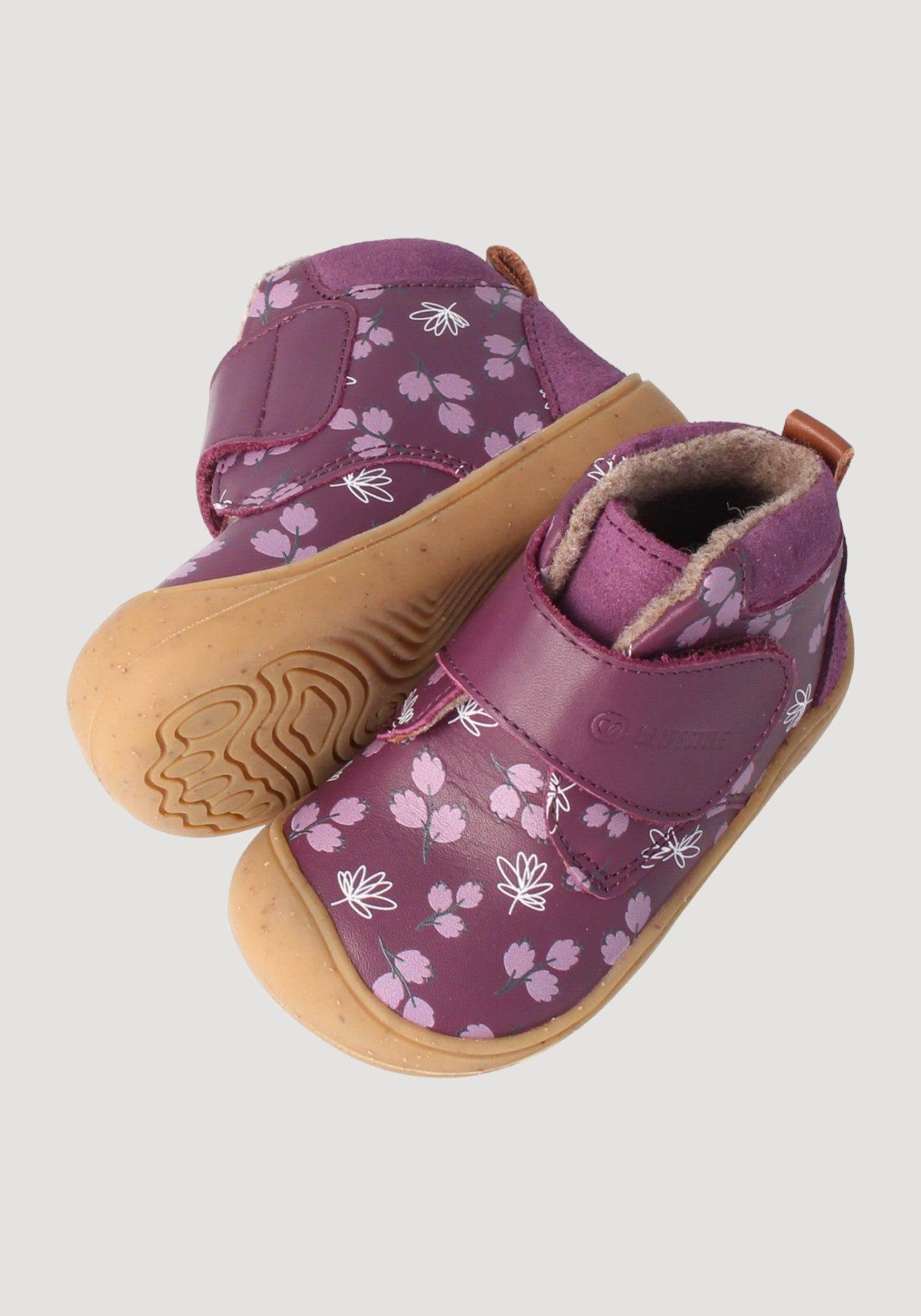 Ghete Barefoot îmblănite First Step - Baby Raccoon Winter Plum BLifestyle HipHip.ro