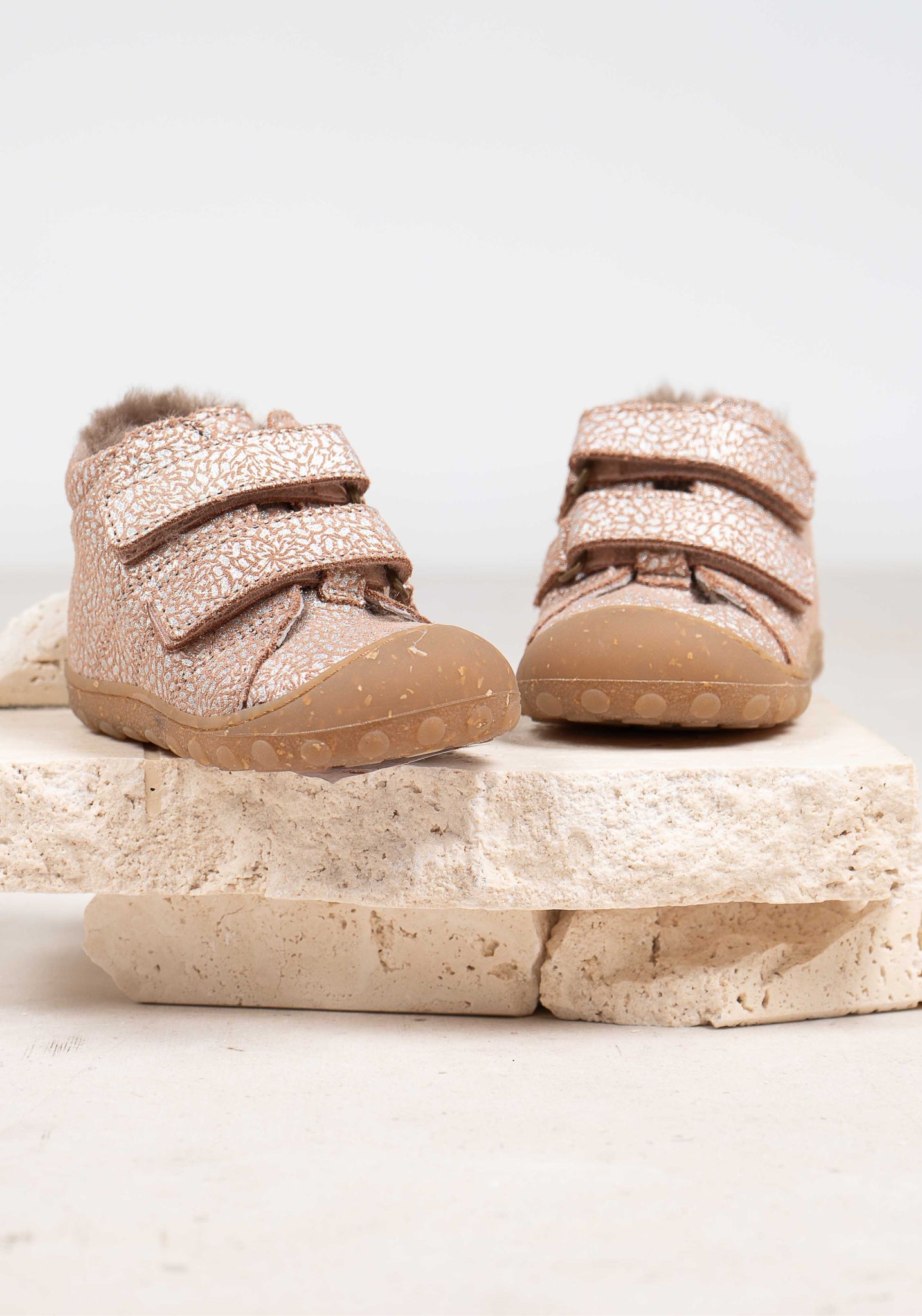 Ghete Barefoot îmblănite First Step - Hale Rose Glitter