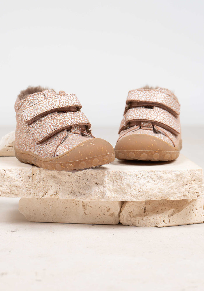 Ghete Barefoot îmblănite First Step - Hale Rose Glitter