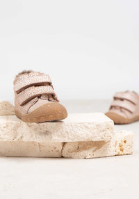 Ghete Barefoot îmblănite First Step - Hale Rose Glitter