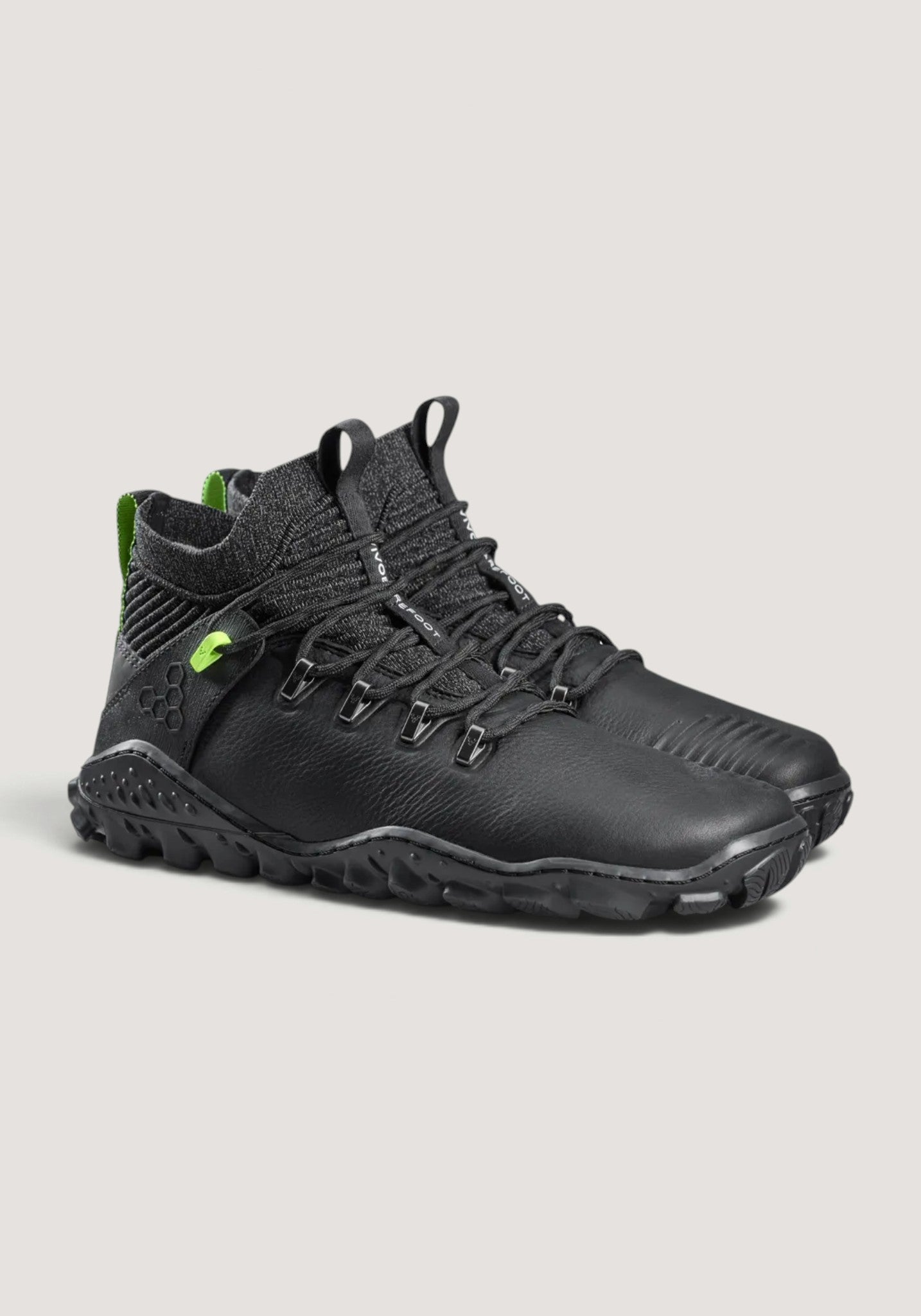 Ghete drumeție Barefoot din piele - Magna Forest ESC Women Obsidian/Lime