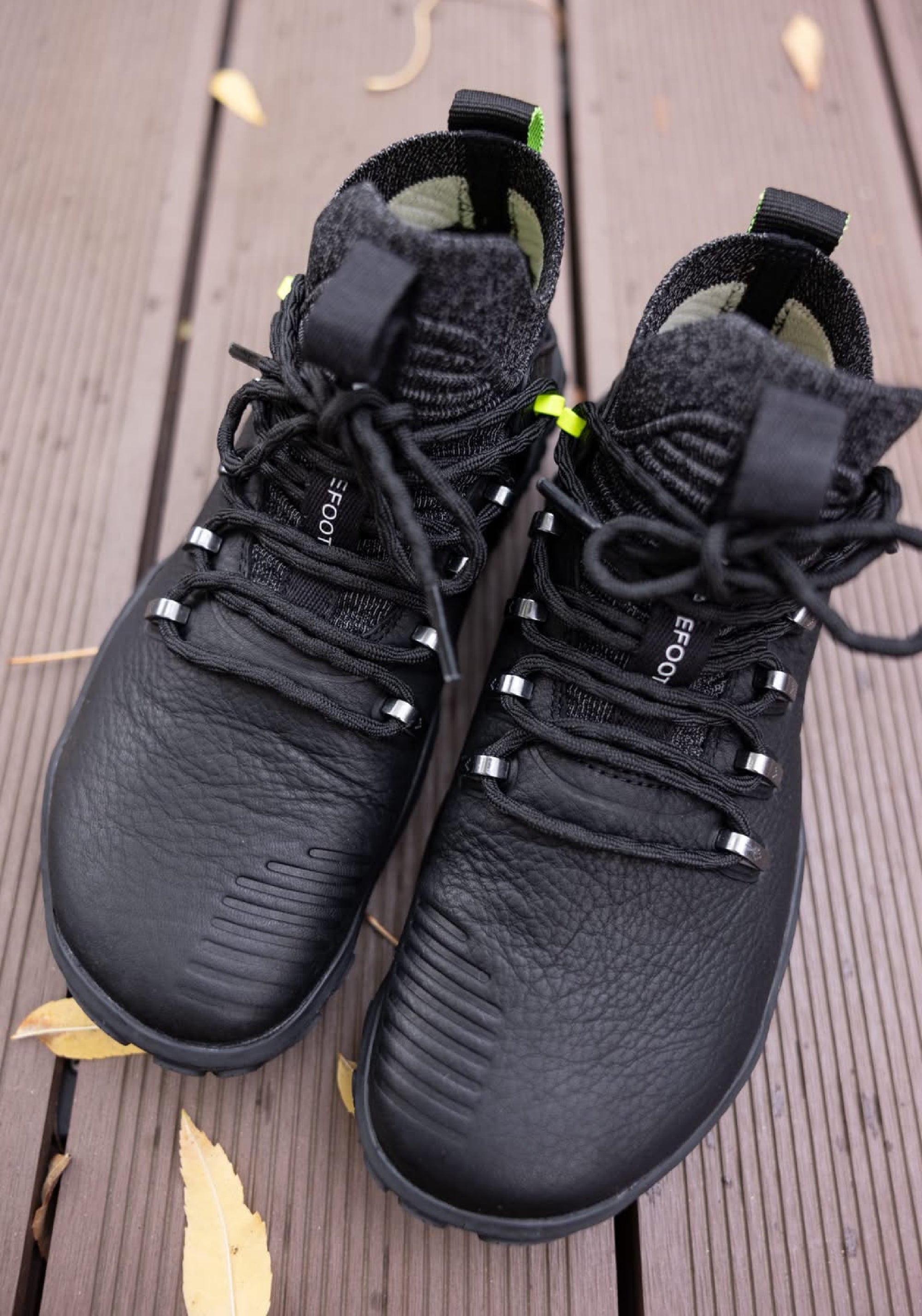 Ghete drumeție Barefoot din piele - Magna Forest ESC Men Obsidian/Lime