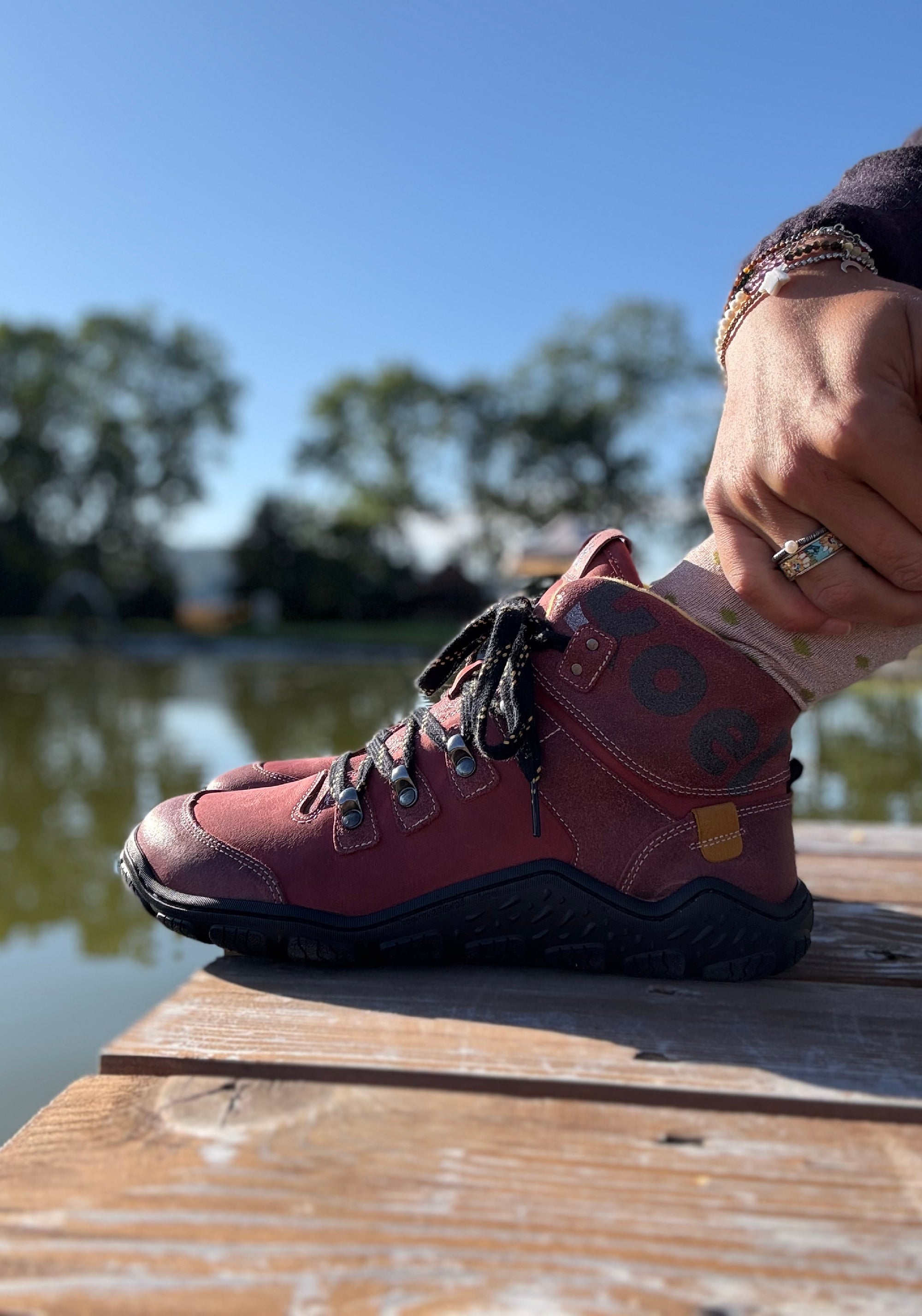 Ghete drumeție Barefoot îmblănite femei - Roba Blossom