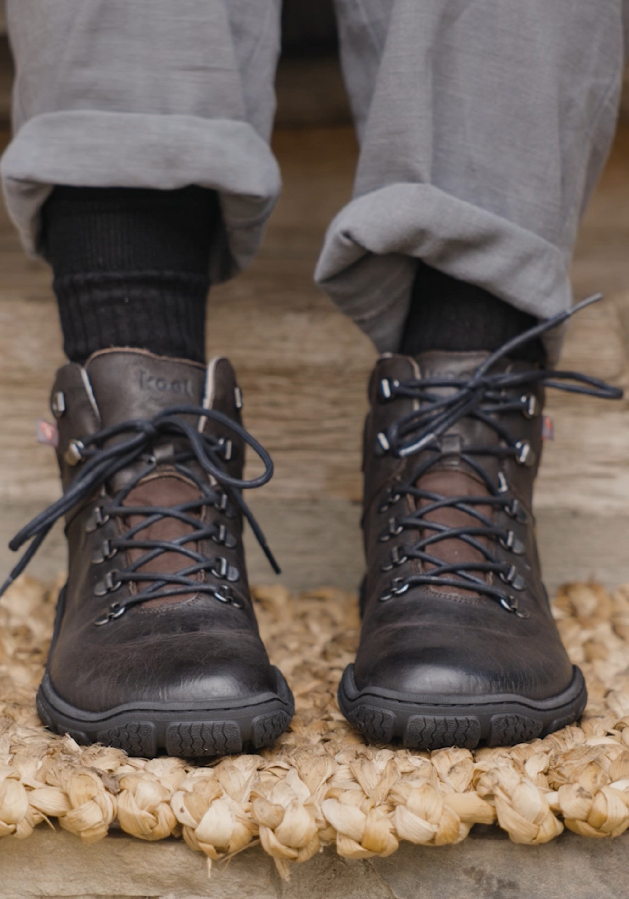 Ghete drumeție Barefoot impermeabile îmblănite bărbați - Riko Brown