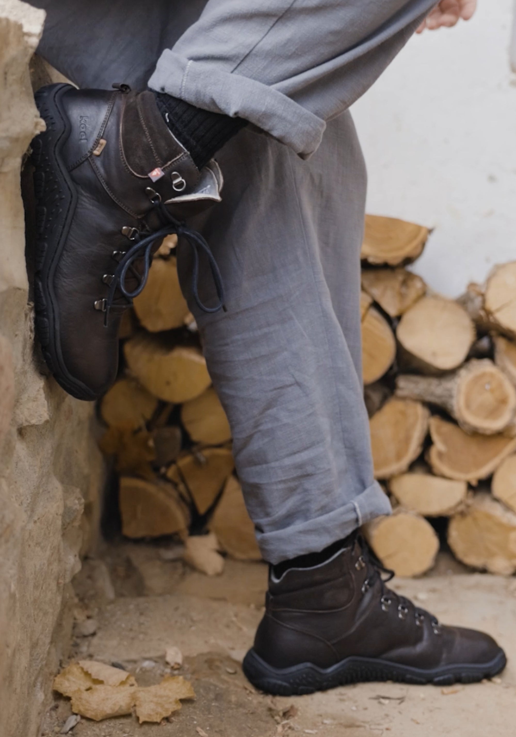 Ghete drumeție Barefoot impermeabile îmblănite bărbați - Riko Brown