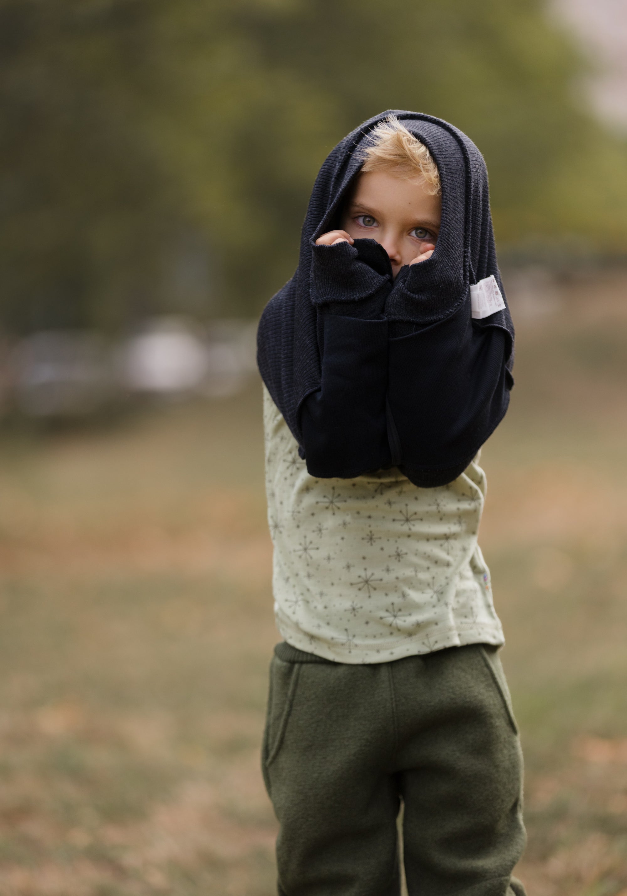 Hanorac din lână merinos - Foggy Black