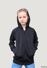 Hoodie lână merinos - Foggy Black ManyMonths HipHip.ro