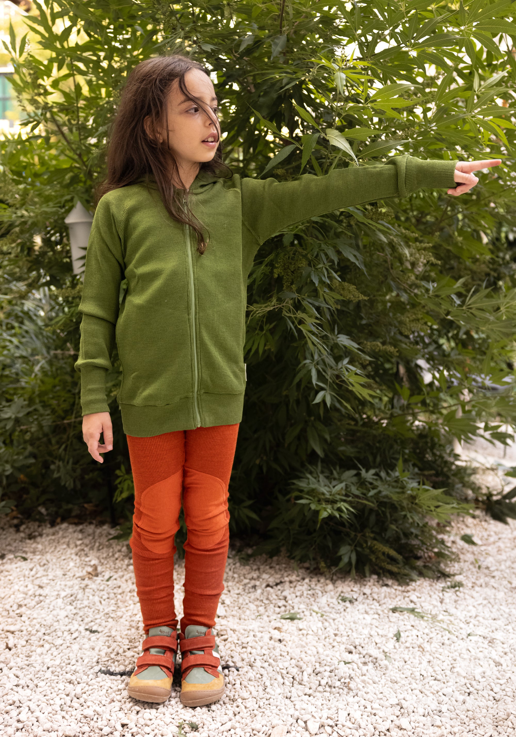 Hanorac din lână merinos - Garden Moss Green