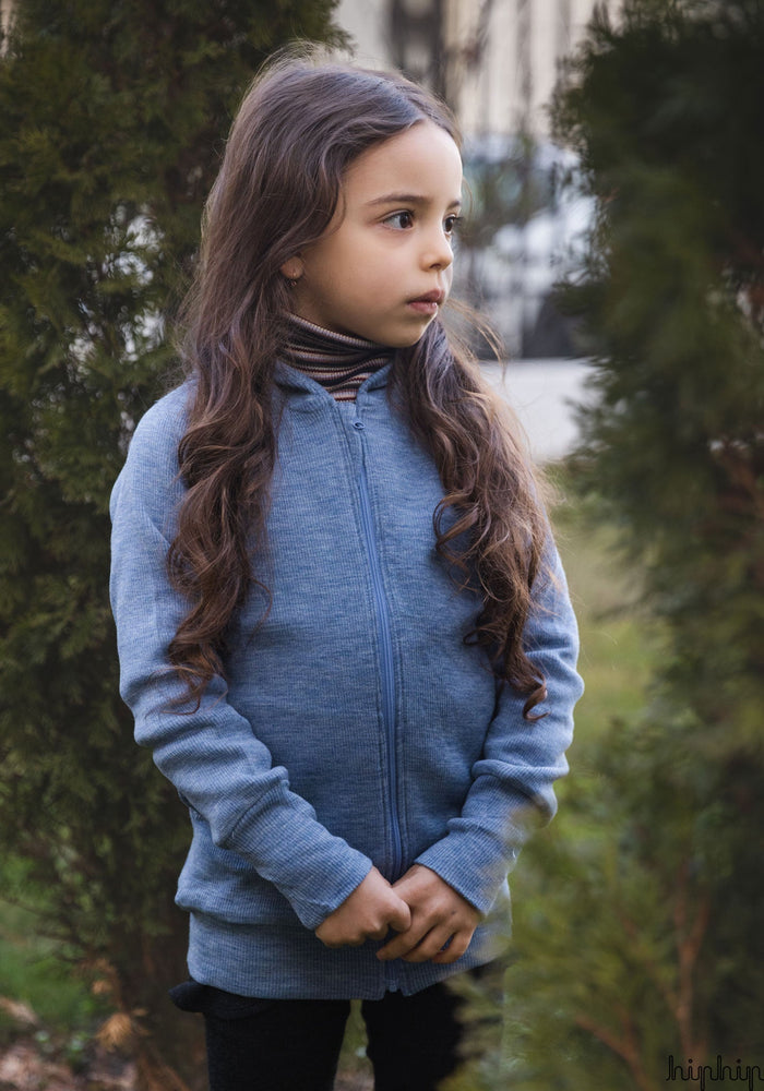 Hoodie lână merinos - Blue Mist ManyMonths HipHip.ro