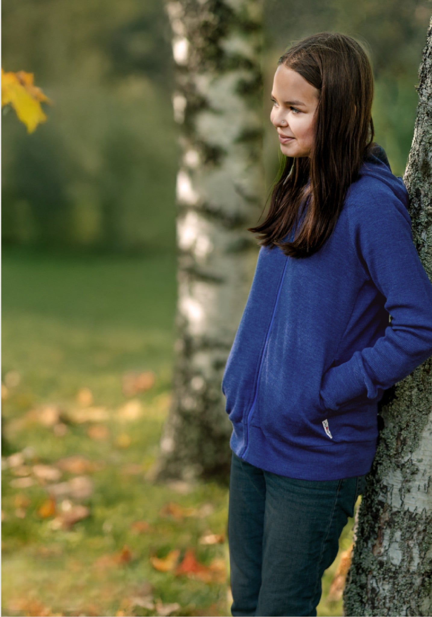 Hanorac din lână merinos - Twilight Blue