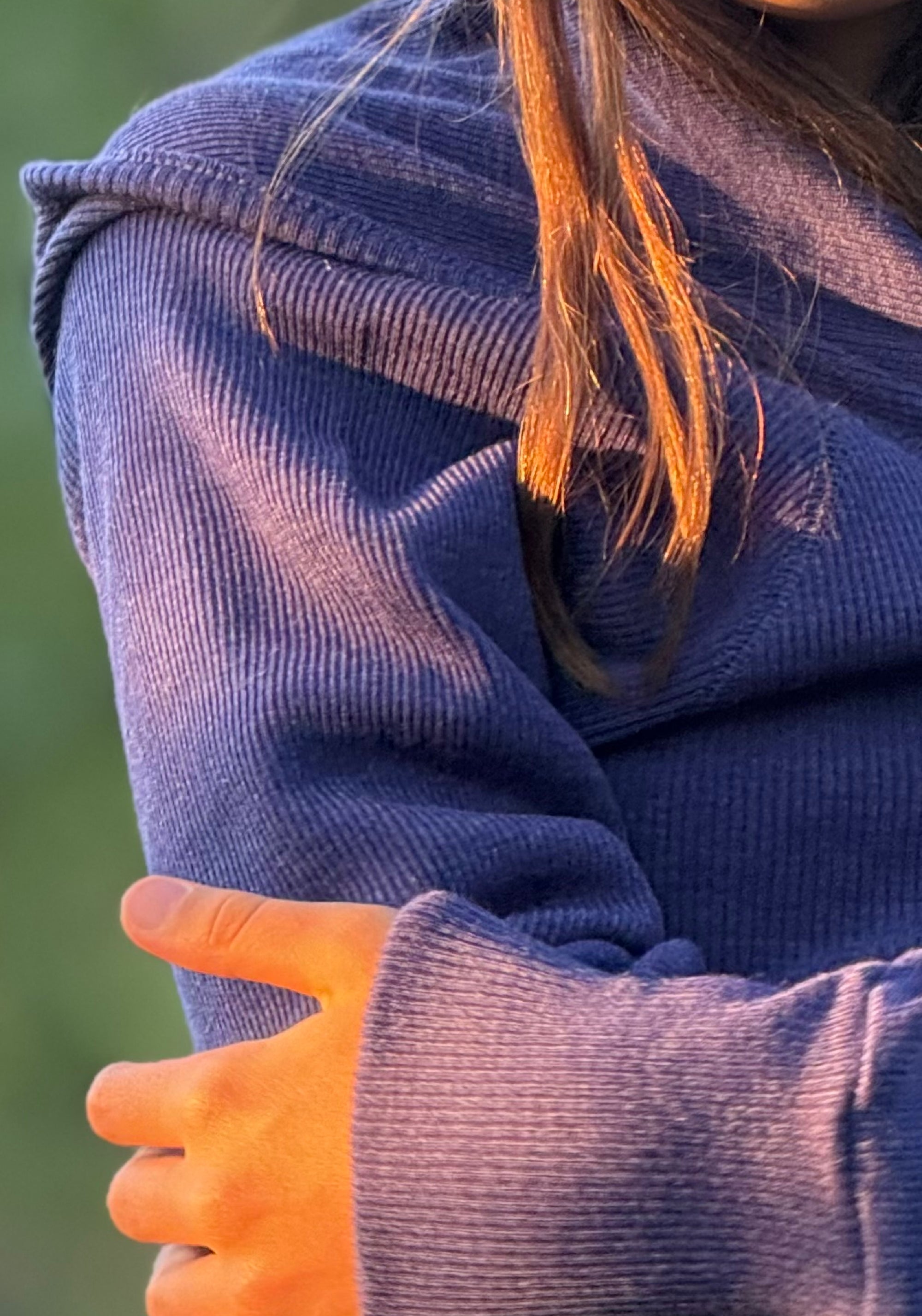 Hanorac din lână merinos - Twilight Blue