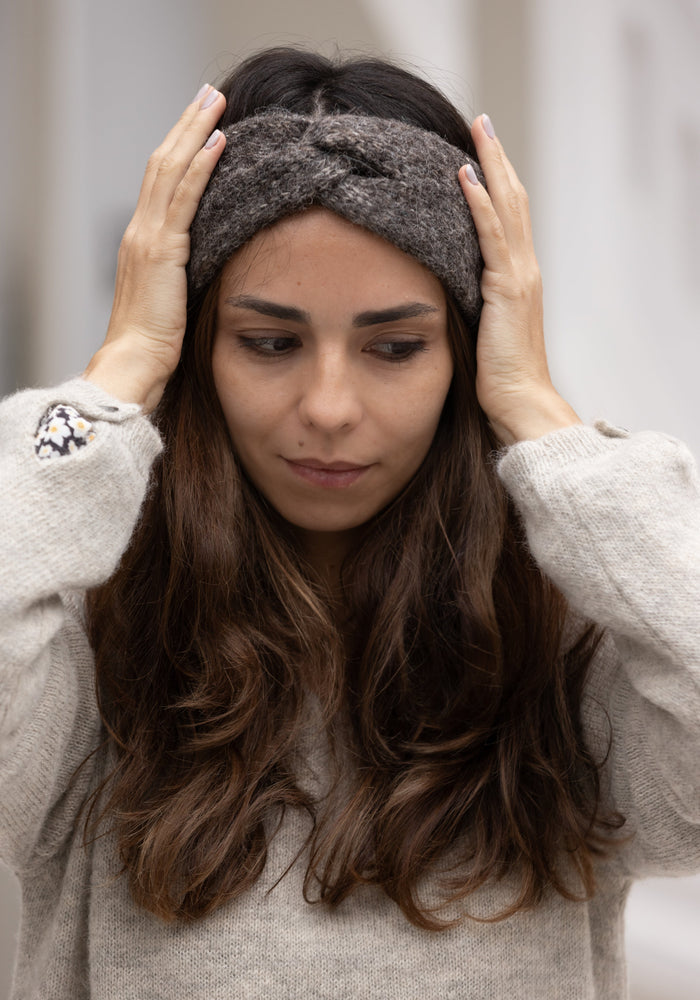 Headband femei din alpaca și bumbac Pima - Amethyste Brown Les Racines du Ciel HipHip.ro