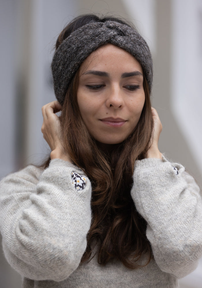 Headband femei din alpaca și bumbac Pima - Amethyste Brown Les Racines du Ciel HipHip.ro