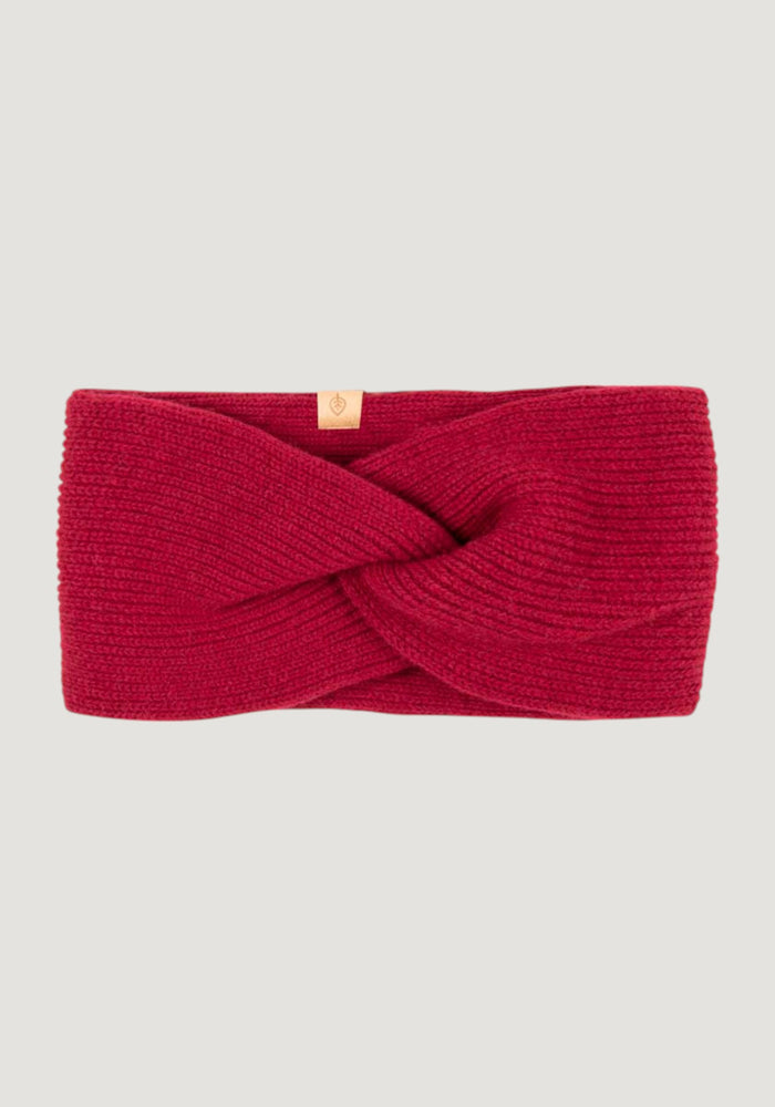 Headband femei din lână merinos și cașmir - Berry Red