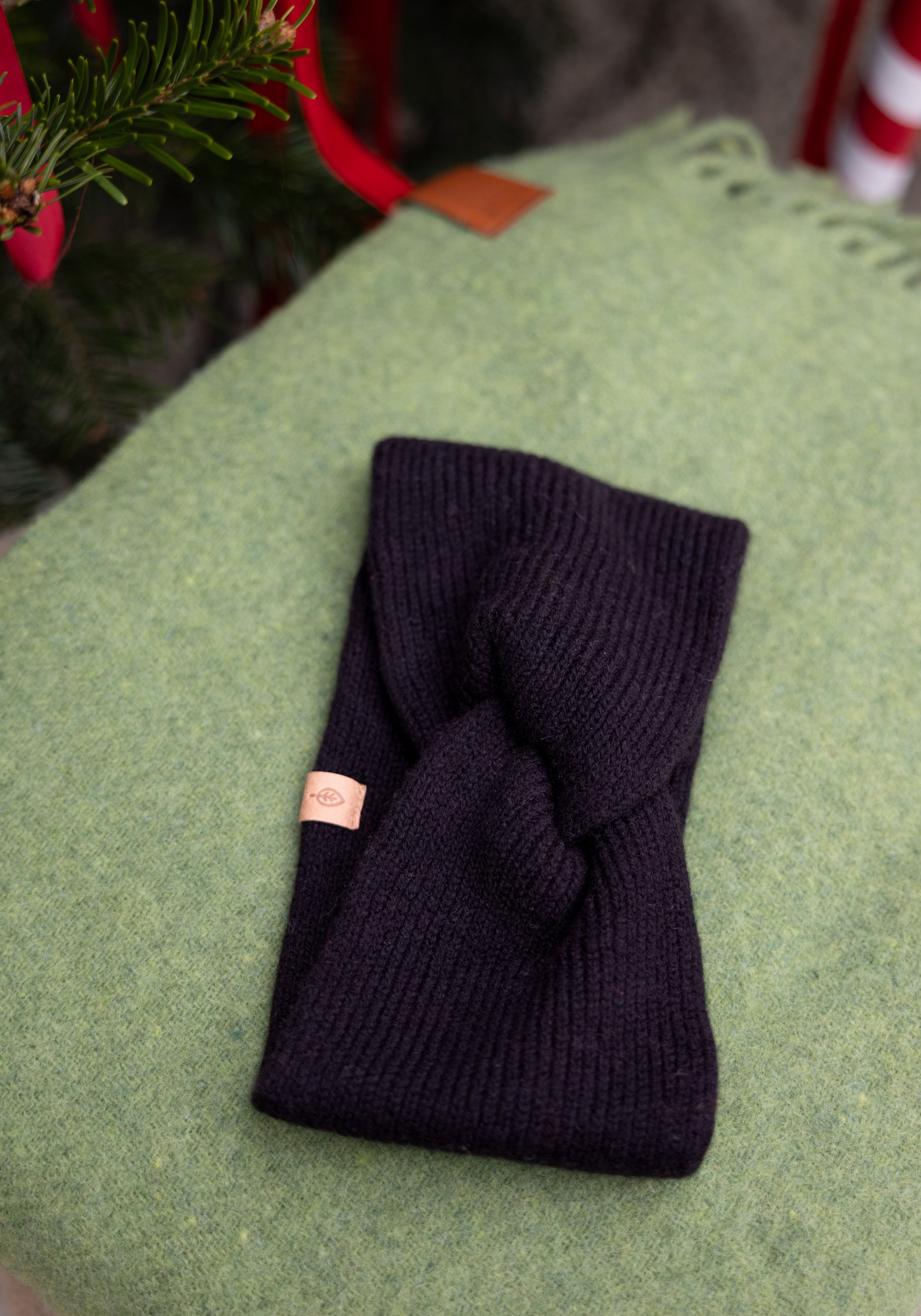 Headband femei din lână merinos și cașmir - Black