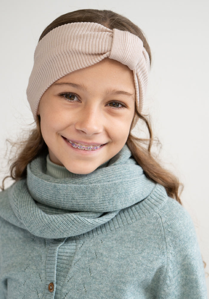Headband seamless dublat din lână merinos - Alba Beige