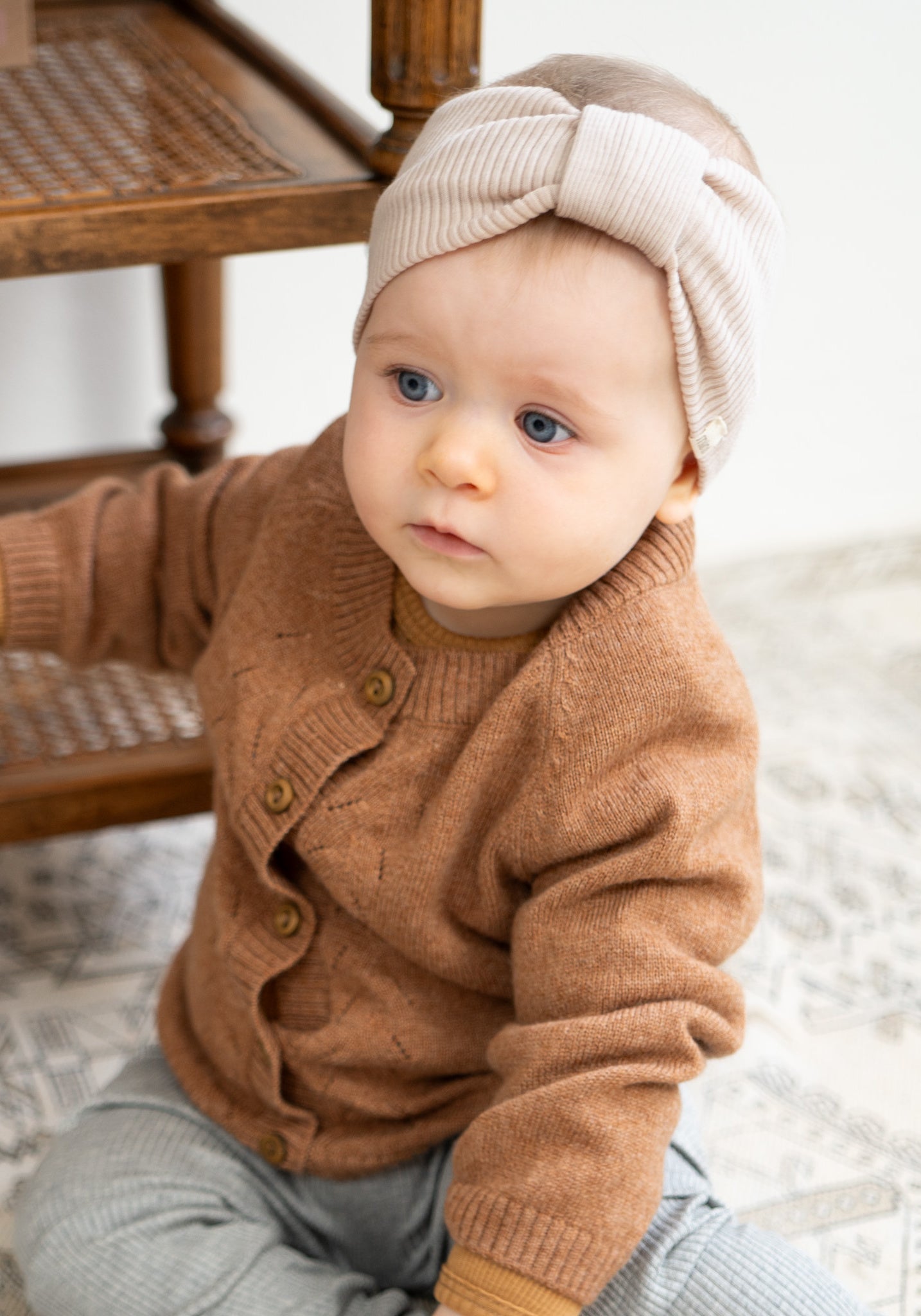 Headband seamless dublat din lână merinos - Alba Beige
