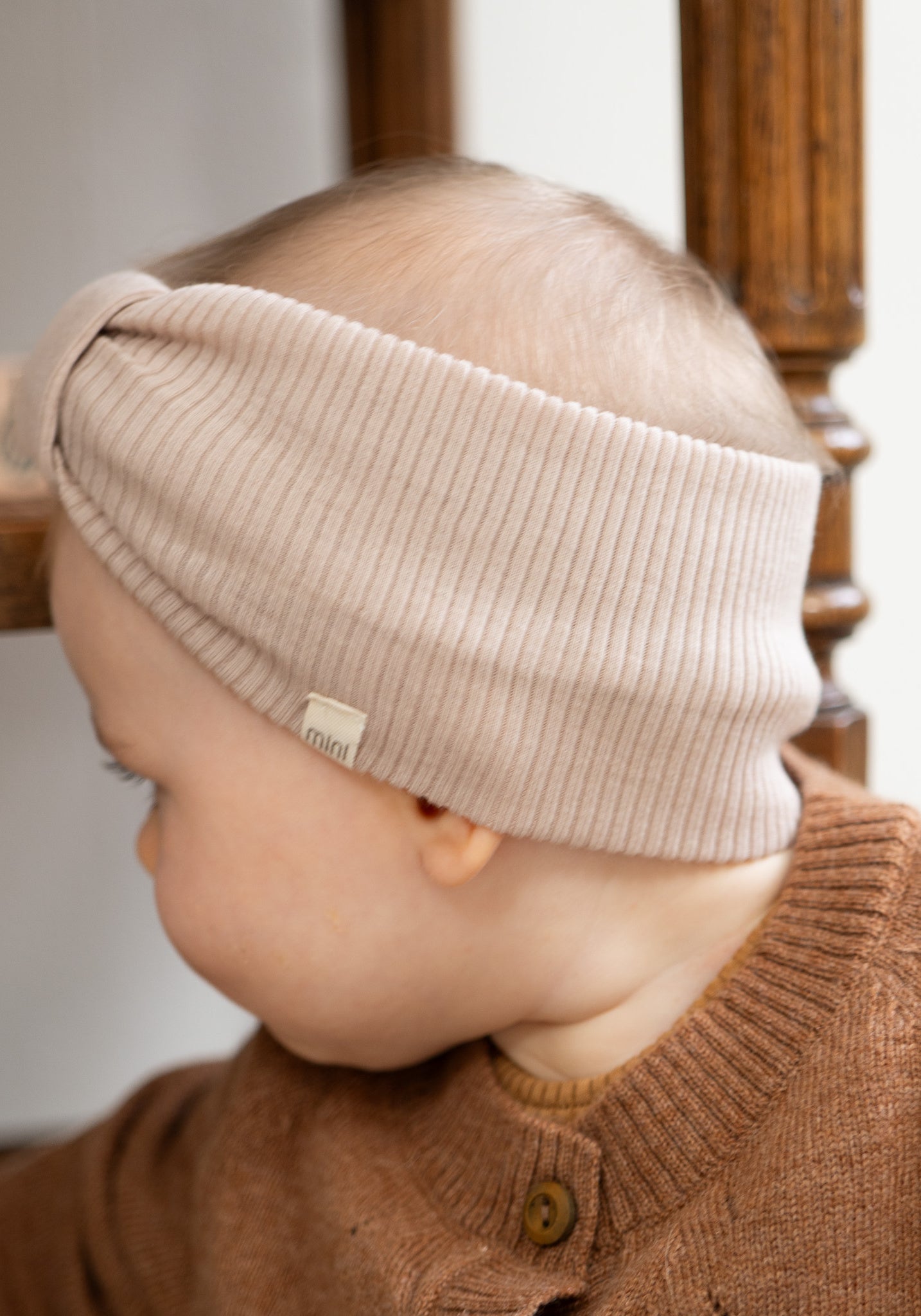 Headband seamless dublat din lână merinos - Alba Beige
