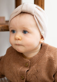 Headband seamless dublat din lână merinos - Alba Beige
