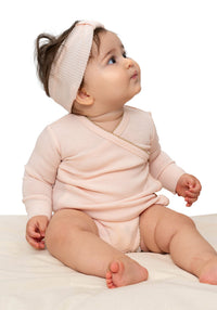 Headband seamless dublat din lână merinos - Alba Pale Blush Minimalisma HipHip.ro