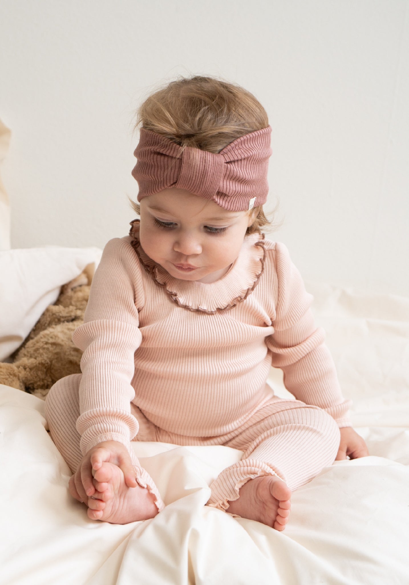 Headband seamless dublat din mătase - Bi Antique Rose
