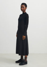 Helancă femei din lână merinos - Pointelle Fine knit Black FUB Woman HipHip.ro
