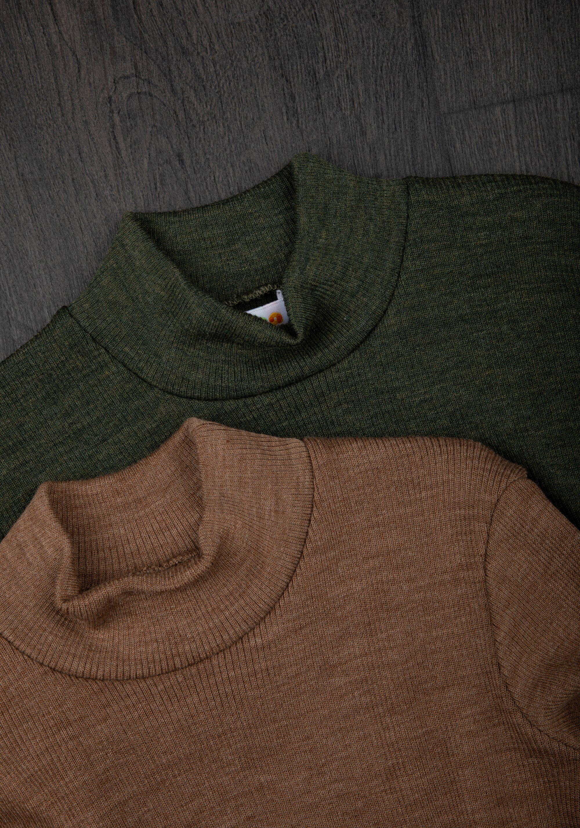 Helancă brushed din lână merinos - Rib Warm Brown