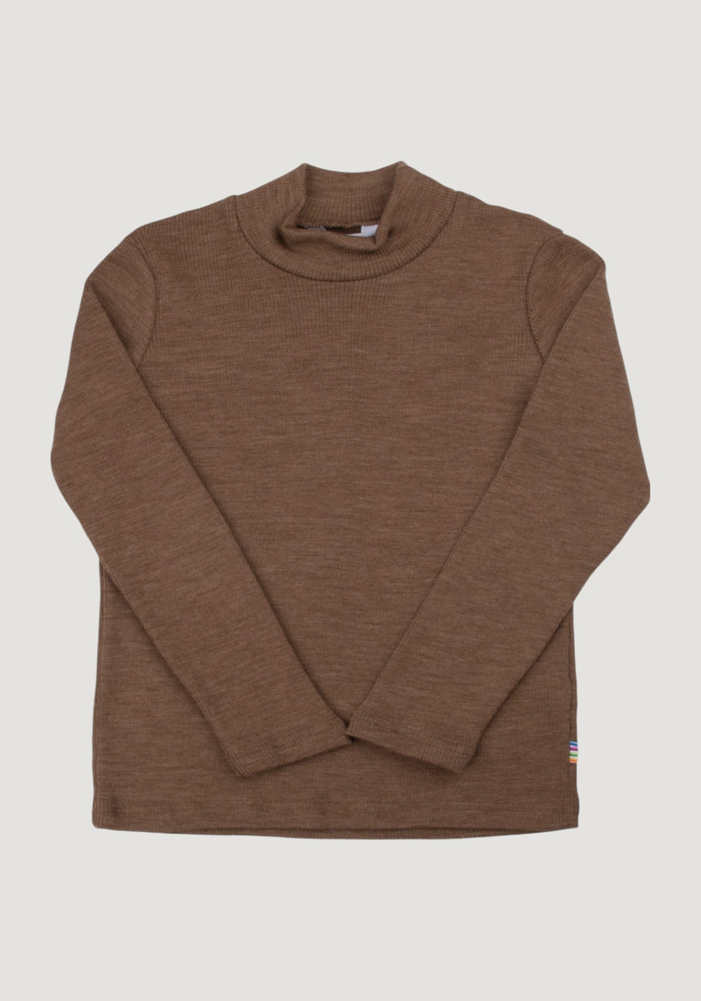 Helancă brushed din lână merinos - Rib Warm Brown