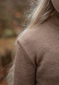 Helancă brushed din lână merinos - Rib Warm Brown