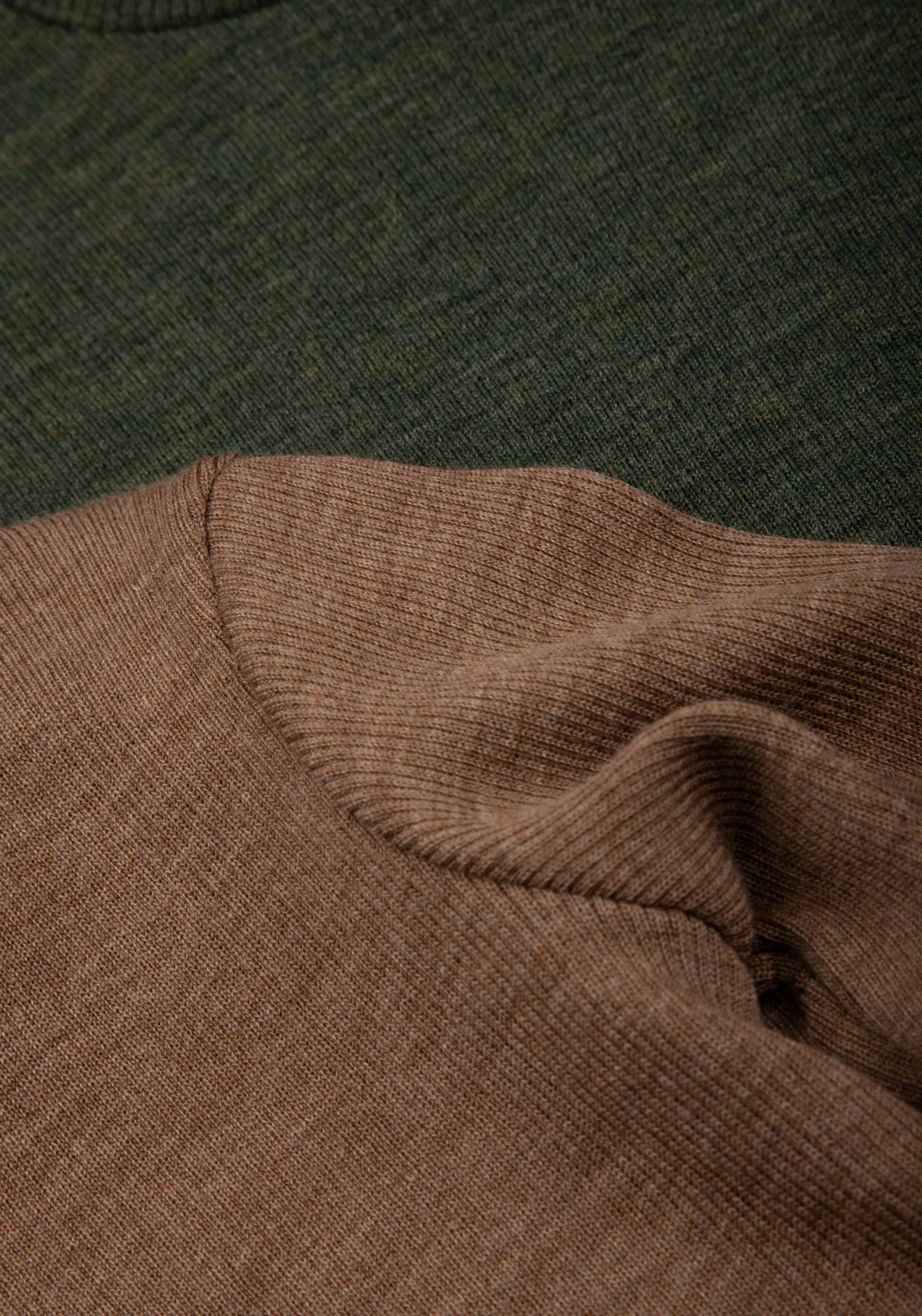 Helancă brushed din lână merinos - Rib Warm Brown