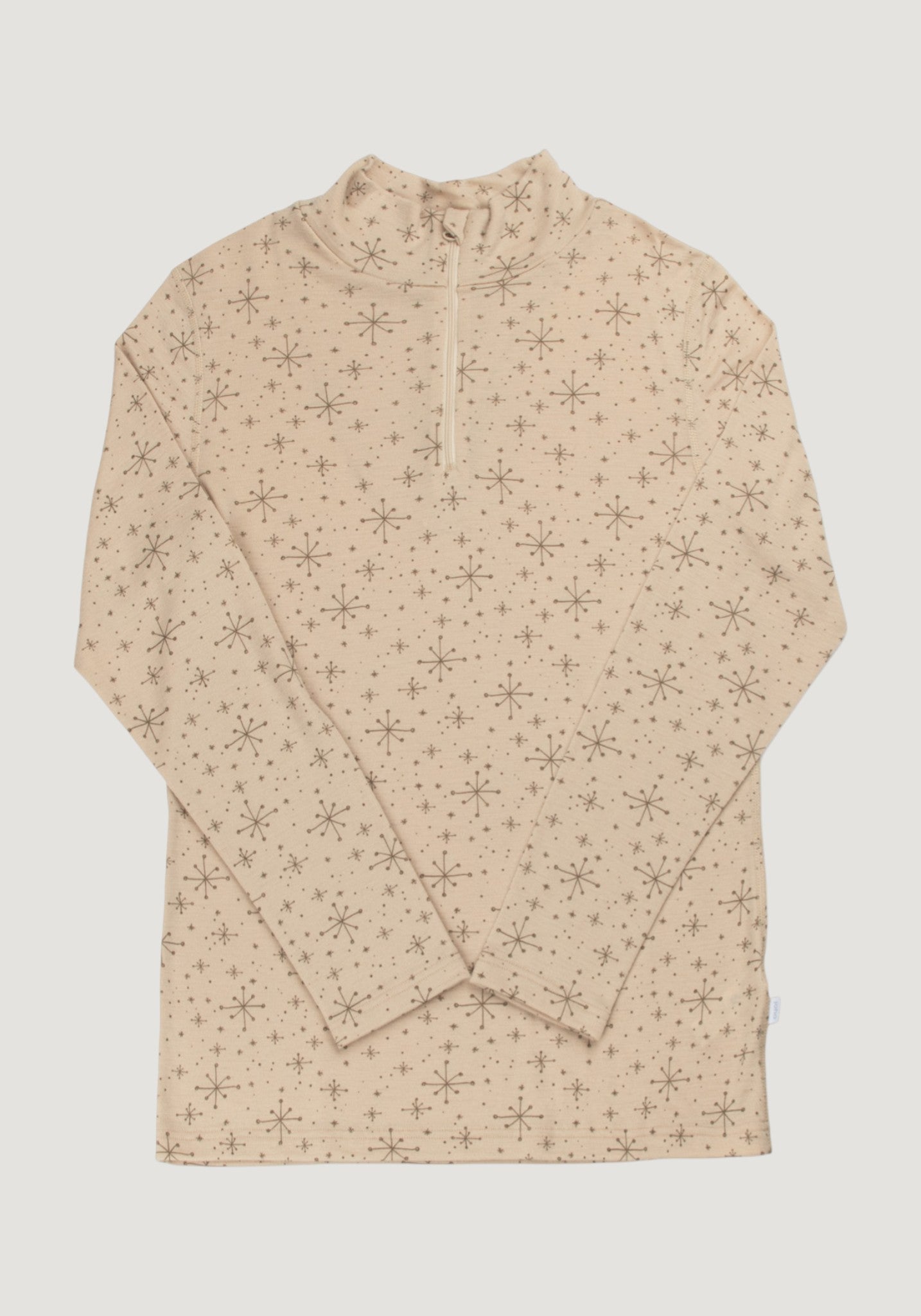Helancă femei din lână merinos - Handdrawn Snowflake Beige