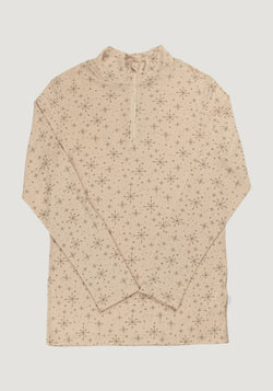 Helancă femei din lână merinos - Handdrawn Snowflake Beige