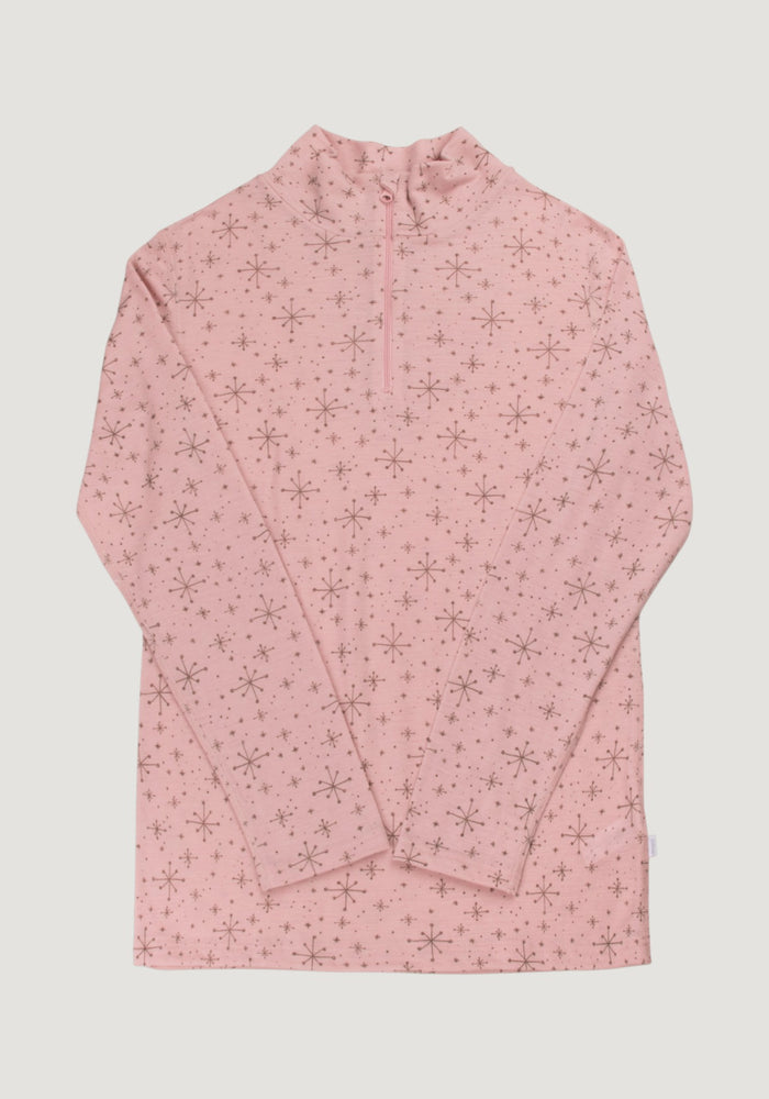 Helancă femei din lână merinos - Handdrawn Snowflake Rosa