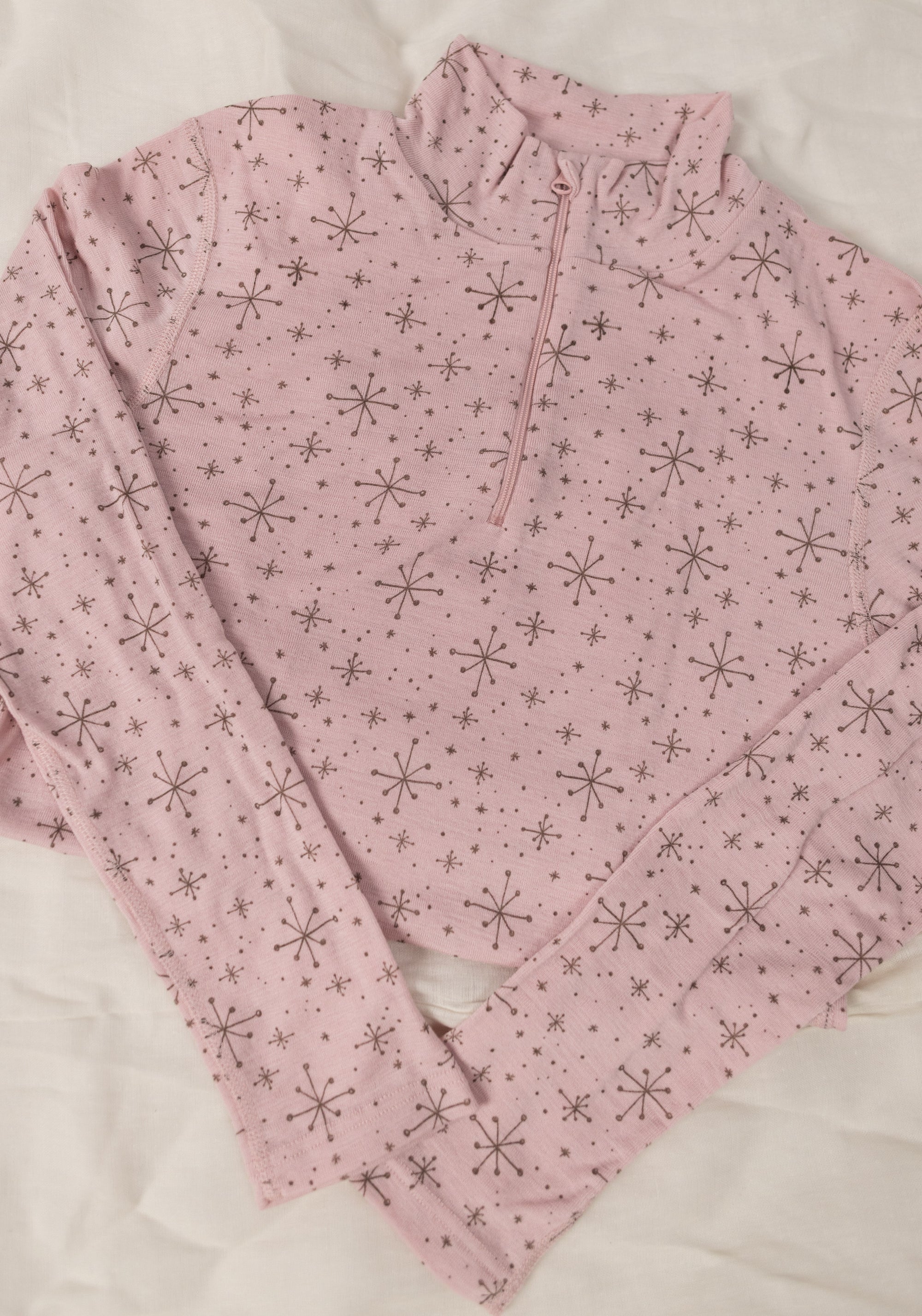 Helancă femei din lână merinos - Handdrawn Snowflake Rosa