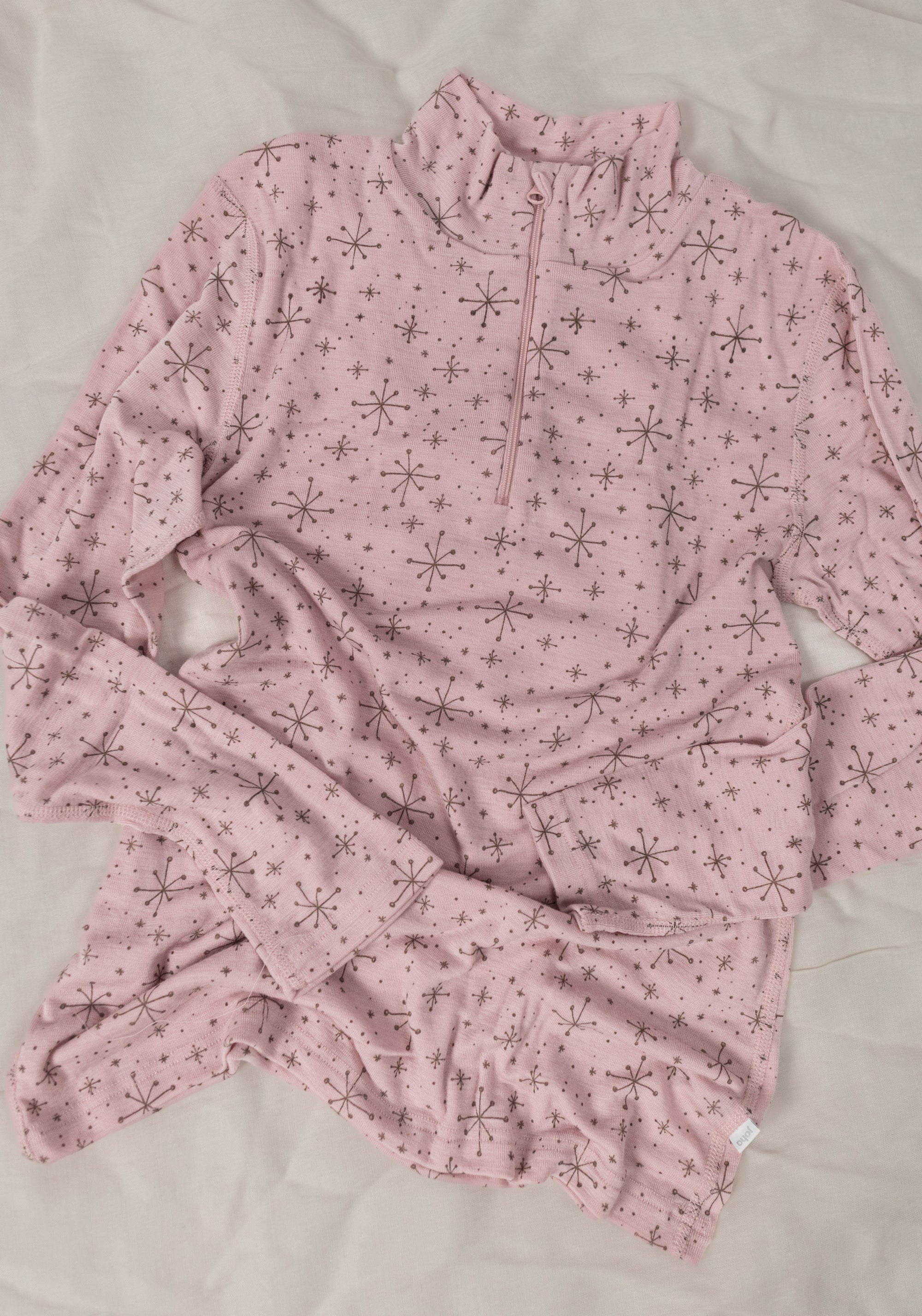 Helancă femei din lână merinos - Handdrawn Snowflake Rosa