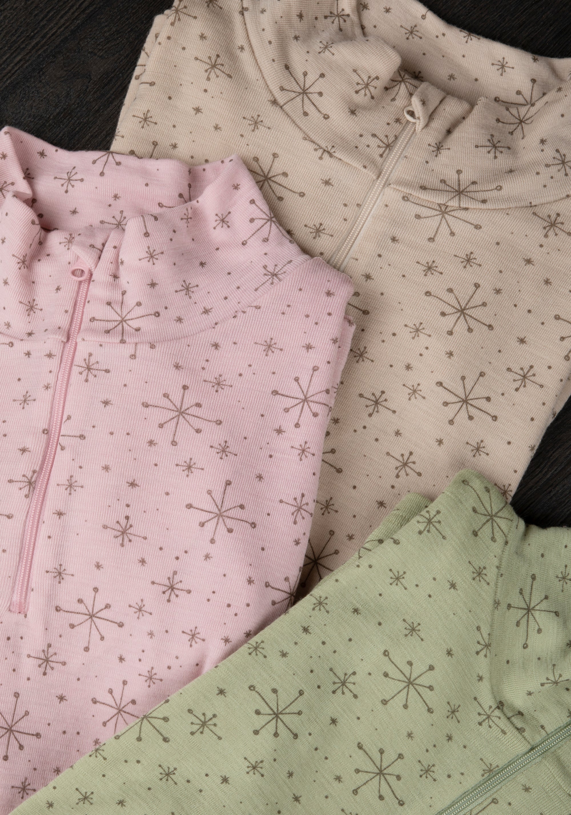 Helancă femei din lână merinos - Handdrawn Snowflake Beige