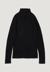 Helancă femei din lână merinos - Pointelle Fine knit Black FUB Woman HipHip.ro