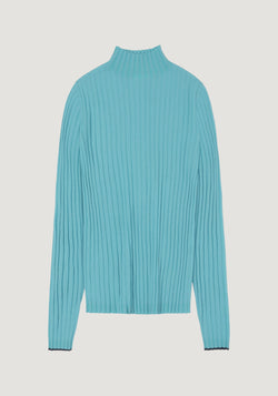 Helancă lână merinos - Rib Extrafin Aqua