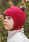 Căciulă fleece din lână merinos - Berry Red