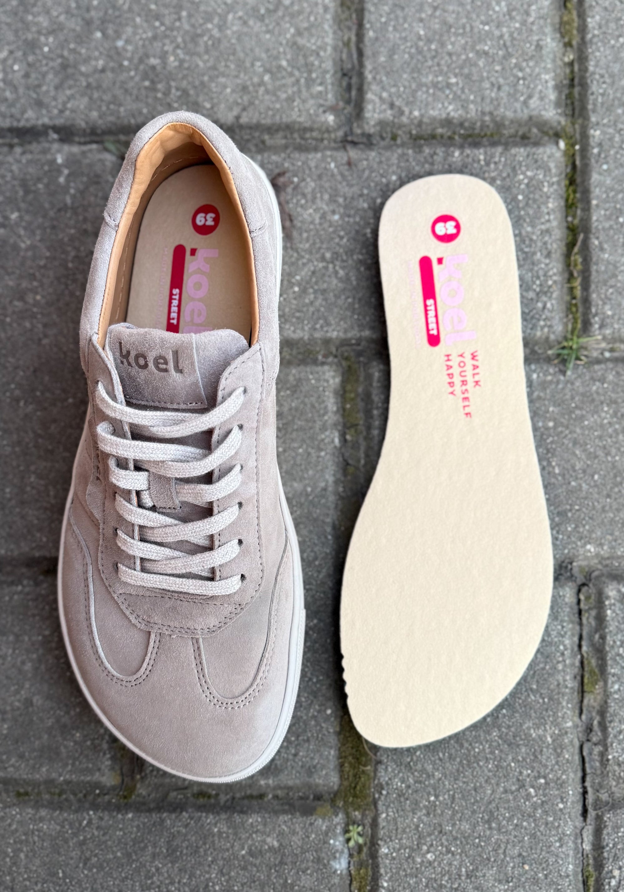 Sneakers Barefoot din piele întoarsă - Helena Taupe