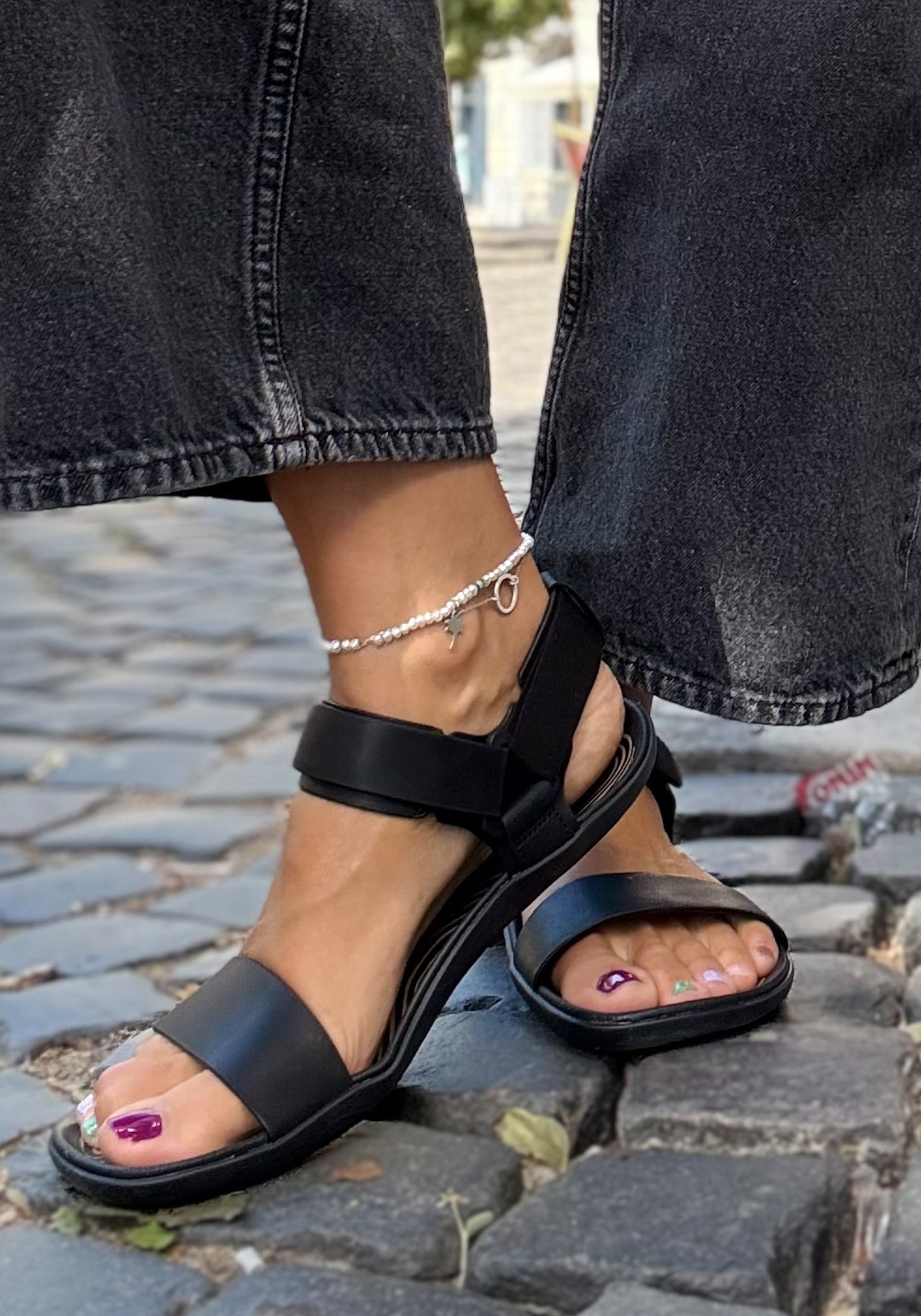 Sandale Barefoot din piele - Sensus Yin Women Obsidian
