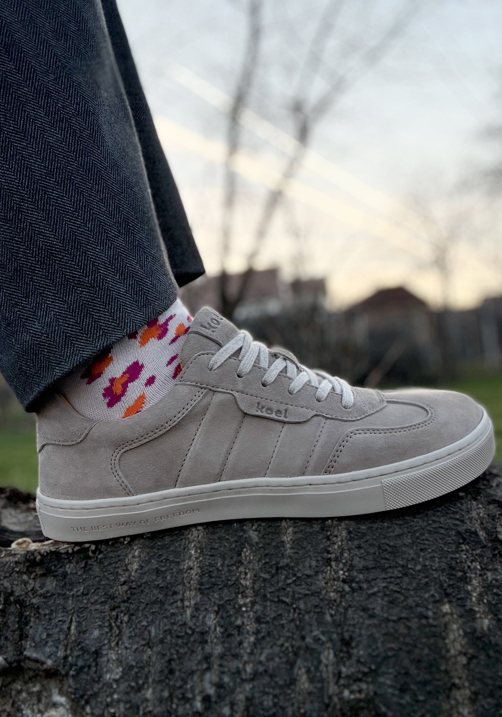 Sneakers Barefoot din piele întoarsă - Helena Taupe