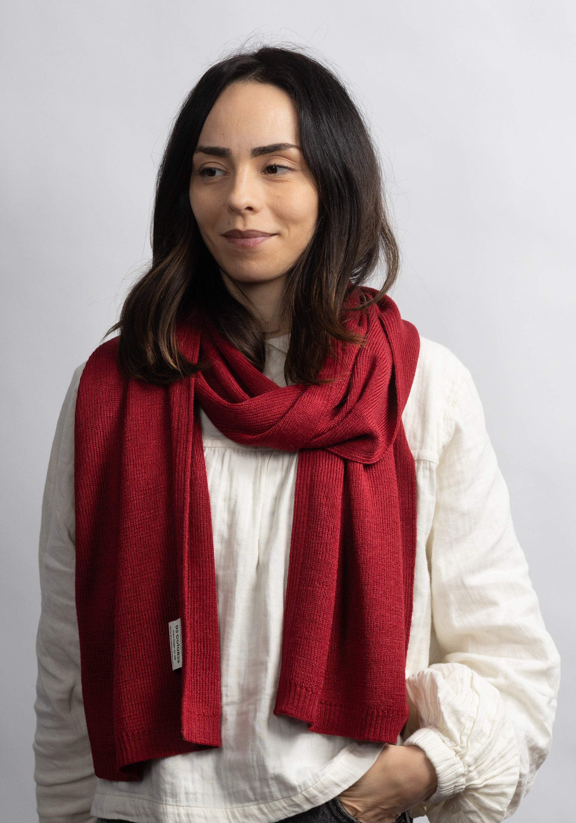 Fular femei baby alpaca - Rib Cherry Red